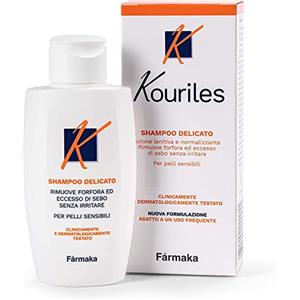 Kouriles® Shampoo Antiforfora Delicato per Dermatiti Seborroiche, Irritazioni del Cuoio Capelluto o Crosta Lattea Neonatale con Climbazolo, Phlorogine, Vitamina E e Acido Ialuronico (100 ml)
