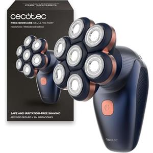 Cecotec Rasoio per Testa Uomo PrecisionCare Skull Victory. 7 Lame Rotative Flottanti, Display Digitale, 2 Velocità, Autonomia 70 min, IPX7, Cavo USB, Testa Liscia