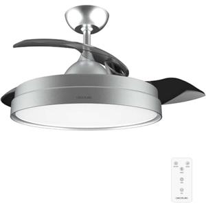 Cecotec Ventilatore da Soffitto con Luce e Pale Retrattilie EnergySilence Aero 4280 Invisible Steel. 40 W, Diametro 42" (106 cm), Timer, 3 Tonalità di Luce, Funzione Estate-Inverno