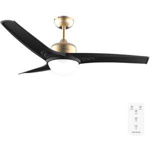 Cecotec - Ventilatori da Soffitto EnergySilence Aero 560 GoldBlack - 62 W, Diametro 132 cm, Lampada a LED, Telecomando, Timer Fino a 8 Ore, 3 Velocità, 3 Pale, Estate/Inverno