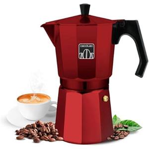 Cecotec Caffettiera Moka Express Mokclassic 900 Red. Caffettiera in Alluminio, Per ogni tipo di Cucina, 9 Tazze di Caffè, Guarnizione in Silicone, Manico Ergonomico e Termoresistente, Filtro