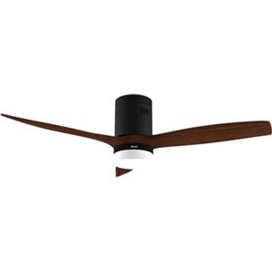 EVVO Ventilatore da soffitto V552 Dark Wood 132 cm (52"), luce LED 3 toni, motore 40 W DC silenzioso, pale bianche, telecomando, modalità inverno/estate, timer