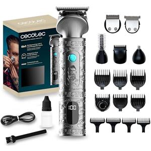 Cecotec Profilatore Professionale Multifunzione Precisioncare Samurai Profiling 6 In 1. Per Naso e Corpo, Autonomia 150 Min, Pettini 3-15 Mm, Profilatura Precisa, Base di Stoccaggio, Display