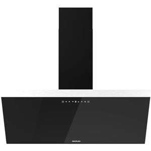 Cecotec Cappa Aspirante Inclinata 90 cm Flux DT 906500 Glass Black A. 165W Su 3 Livelli, Finitura Frontale In Vetro Nero, Aspirazione 650M3/H, Touch Control, Booster, Luce, Filtro Carbone