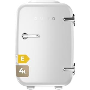 EVVO F4 Mini Frigorifero Retro Bianco 4L - Mini Frigorifero per Creme, Trucco e Bellezza | Mini Frigorifero Portatile per Stanza, Ufficio e Auto | Funzione Fredda e Calore | Silenzioso | 12V/220V