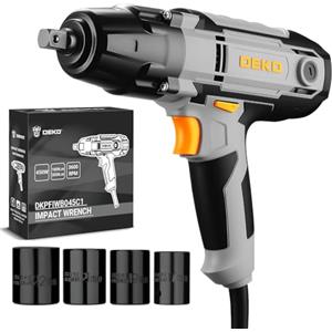 DEKOPRO Avvitatore a impulsi Elettrico 450W Avvitatore a Percussione, con 4 bussole (17/19/21/22 mm) per auto, furgoncino e tagliaerba