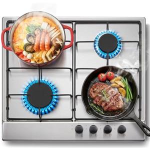 SNDOAS Piano Cottura 4 Fuochi Gas, Piano Cottura con Protezione Automatica Della Fiamma, Gas Naturale/Propano, Incorporato, Acciaio Inossidabile, 7060 W, 220-240 V