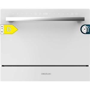 Cecotec Lavastoviglie Compact 6 Posate Bolero Aguazero 2400 White Glass, 1380 W, Finitura vetro bianco, 5 programmi, Controllo pannello touch, Programmabile fino a 24 ore, Child Lock e cestino per