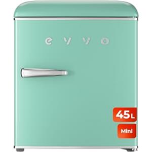 EVVO Mini frigorifero retrò 45 litri di capacità, design vintage, basso consumo, silenzioso, controllo della temperatura, organizer per spazi, frigorifero Mini F20, retrò, colore verde pastello