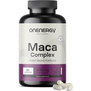 OnEnergy Complesso Maca 1200 mg - Estratto 20:1 - 90 capsule - Contiene L-arginina, zinco, fieno greco, L-citrullina malato e panax ginseng rosso - Per uomini e donne - 3 mesi di fornitura