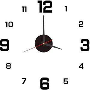 GBULTR Orologio adesivo da parete Fai-da-Te,40CM Orologio da parete adesivo 3d da Muro Design Moderno,meccanismo silenzioso,orologio da muro,Usato per Decorare la Parete Vuota per Casa,Ufficio -Nero