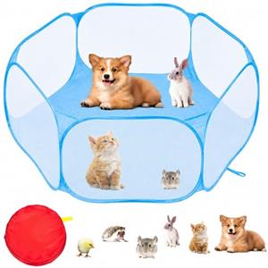 QIANAI Box Gatto, QIANAI Recinto Cuccioli Gatto, Box per Piccoli Animali, Tenda per Gatti Cani Cuccioli, Box Gatti per Interno(Blu)