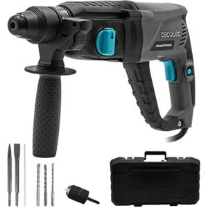 Cecotec Martello Perforatore SDS PowerForce 4000 Atomic. 800W, Energia Impatto 3J, Funzione 3in1, Adattatore Punte Standard, Include Punte e Scalpelli, Cavo 3m, Valigetta per Lavori Rapidi e Precisi