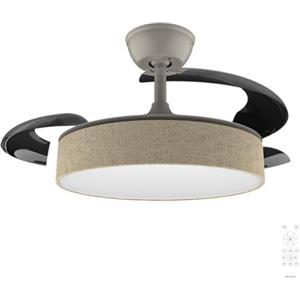 Cecotec Ventilatore da Soffitto con Luce con 3 Pale Retrattili EnergySilence Aero 3666 Invisible Textile. 30W, Motore DC, Diametro 36", 3 Toni LED, Telecomando, 6 Velocità, Timer, Design In Tessuto