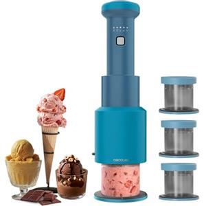 Cecotec Macchina per Gelato Gelatiera Portatile Gelatec Easymove. 250W, 5 Programmi, Mix Verticale Cremoso, Gelati, Sorbetti e Bevande in 3 Fasi, 3 Vasetti 260ml, Lama Separabile, Gelato a Casa Tua