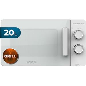 Cecotec Forno a Microonde con Grill ProClean 3120 da 20L, 700 W, 6 livelli, rivestimento Ready2Clean per una migliore pulizia, tecnologia 3DWave, design della porta FullWhite e dettagli in metallo