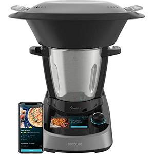 Cecotec Robot da cucina multifunzione Mambo Touch. 1600 W, 37 funzioni, schermo tattile TFT da 5" con ricettario integrato, capacità 3,3 litri, APP, Bilancia e brocca in acciaio inox