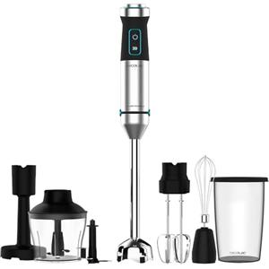 Cecotec Frullatore a Immersione Power Titanblack 1500 XL Perfectcream&Crush, 2300 W, 4 Lame Rivestimento Titanio Nero, Piede XL, Bicchiere 700 ml con Coperchio, Aste e Tritatutto con Becco Ghiaccio