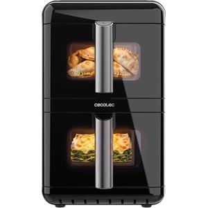 Cecotec Friggitrice ad Aria Verticale 12L Cecofry DuoLevel 12000 Window. 2900W, 2 Cestelli 6L, Finestra, Sync, 10 Menù, Temp Dual per Grandi Quantità, Cucina Veloce e Sana con Davvero Molto Poco Olio