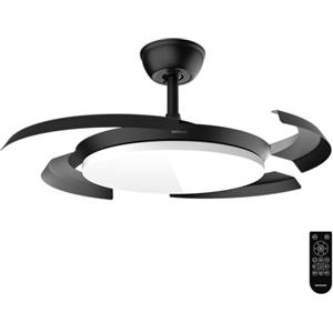 Cecotec Ventilatore da Soffitto con Luce con Pale Retrattili EnergySilence Aero 4500 Puzzle Invisible Black. 30W, Motore DC, Diametro 42", Luce LED, Telecomando, Timer, Funzione Estate/Inverno