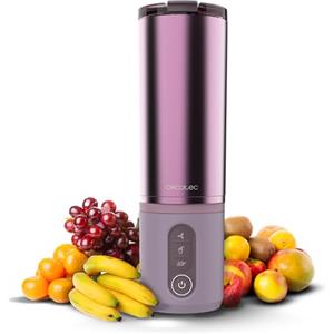 Cecotec Frullatore Portatile Power Titanium Shake2Go Candy Steel. 180W, Bicchiere Metallo 600ml Senza BPA, 3 Programmi Automatici, Ricarica USB-C, Goditi le Tue Bevande Fresche Molto più a Lungo Ora
