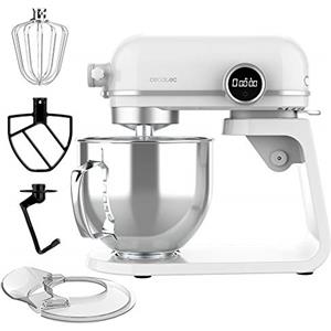 Cecotec Twist&Fusion 4500 Impastatrice Luxury White. 800 W, Corpo in Alluminio pressofuso, Motore CC, 8 velocità, Luce LED, Ciotola in Acciaio Inossidabile da 5,2 l