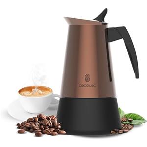 Cecotec Caffettiera Moka Express Piccolina 400 Bronze. 200ml, 4 Tazze di Caffè, Acciaio Inox, Adatta Tutte le Superfici, Filtro Premium, Valvola di Sicurezza, Manico Termoresistente, Design Elegante