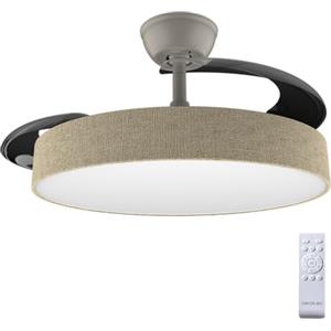 Cecotec Ventilatore da Soffitto con Luce con 3 Pale Retrattili EnergySilence Aero 4222 Invisible Textile. 30 W, Motore DC, Diametro 42", 3 Toni LED, Telecomando, 6 Velocità, Timer, Design In Tessuto