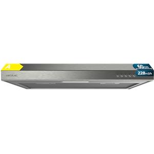 Cecotec Cappa Aspirante Convenzionale 60 cm Bolero Flux CM 602100 Inox A. Finitura Inox, Aspirazione 228 m³/h, 3 Velocità, Filtro in Alluminio, Classe A, Motore BLDC e Luce LED