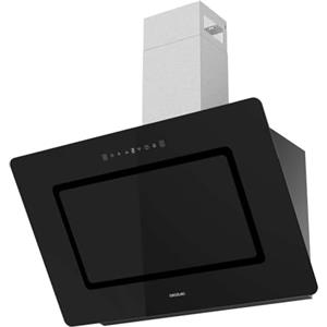 Cecotec Cappa Aspirante Inclinata 90cm Bolero Flux DT 908002 Glass Black A++, Motore 210W, Vetro Nero, Inox, Aspirazione 800m3/h, Controllo Tattile, 3 Livelli, Booster, Filtro Carbone, Hand Movement