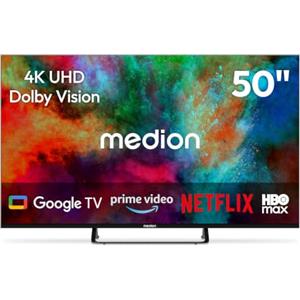 MEDION 125.7 cm 50" TV Ultra HD Smart TV 4K Dolby Vision HDR Prime Video Disney+ Compatibile con Google TV PVR Bluetooth, MD850401