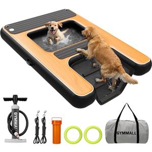 GYMMALL Rampa per Cani per Accesso all'Acqua Ottimizzata 170 x 120 cm, 2 in 1 Piattaforma Acquatica Gonfiabile per Cani, Portata Fino a 150 kg, Adatta per Pontili, Piscine e Barche