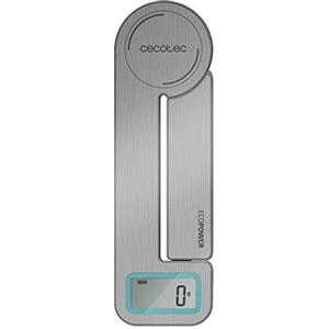 Cecotec Bilancia da cucina Cook Control 10100 EcoPower Compact. Ricaricabile pieghevole e con rifiniture in acciaio. Inox, capacità massima da 5 kg e precisione di 1 g.