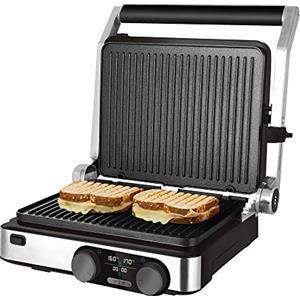 Cecotec Rock'nGrill - Grill elettrico, rivestimento in pietra RockStone, massima aderenza e migliore pulizia, impugnatura a tocco freddo, superficie 23 x 14,5 cm, 700 W, acciaio e nero (2000 W)