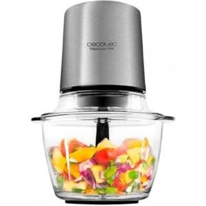 Cecotec Tritatutto ChopBeat 2000 Vindaloo Glass, 500W di Potenza, Tritura, Taglia e Affetta, Lama con 4 Lame in Acciaio Inossidabile, 2 Velocità, Ciotola in Vetro da 500g