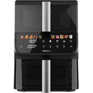 Cecotec Friggitrice ad aria senza olio - Air Fryer 10L Cecofry DuoLevel 10000 DuoSize Window. 2000 W, design verticale, 2 serbatoi da 3,5 l e 6,5 l, Sync, 10 menu, temperatura 80-200ºC, finestra