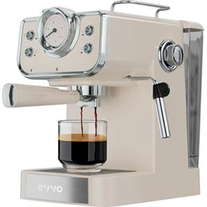 EVVO Intensa Retro Beige Macchina da caffè Espresso, Acciaio Inossidabile 18/8