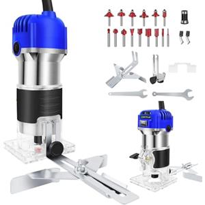 AUTOFU Rifilatore Fresatrice Verticale 800W 27000 RPM, Legno Rifilatrice Elettrica Con 15 pezzi 1/4 Fresatura Cuter e Mandrino 6.35 mm, 6 Regolazione della Velocità