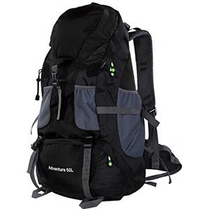 Dilwe Zaino da Trekking, Zaino da Escursionismo, Poliestere, 50 L, 56 X 36 X 23 Cm, for Escursioni e Viaggi (BLACK)