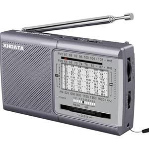 XHDATA D219 Radio Portatile FM AM SW Radio Vintage da Casa Escursioni in CampeggioRadio Casa Grigio