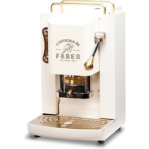 FABER COFFEE MACHINES | Modello Pro Deluxe | Macchina caffe a cialde ese 44mm | Rifiniture ottonato | Pressacialda in ottone regolabile | elettrovalvola di serie (PURE WHITE)