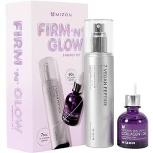 MIZON [MIZON] FIRM'N'GLOW COLLAGEN SYNERGY SET - 7 Vegan Peptide Booster Serum 150 ml + Collagen 100 Ampoule 30 ml, routine coreana per compattezza, elasticità, idratazione e linee sottili