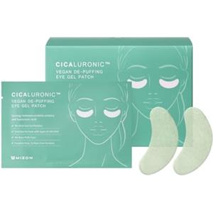 MIZON Patch vegano in gel Cicaluronico per gli occhi (21 paia) Antinfiammatorio con oro 24K e Cica, riduce il gonfiore, le occhiaie e le rughe (Cicaluronic Vegan De-puffing Eye Gel Patch)