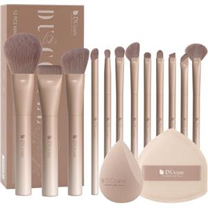 DUcare Set di Pennelli per Trucco 14Pezzi - Pennelli Make Up Set, Serie Caffè, con Spugnetta, Pennello Fondotinta, Pennello per Sfumare il Fondotinta, Pennello per la Cipria, Pennello per il Fard