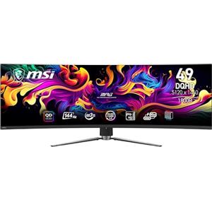 MSI MPG 491CQPA QD-OLED Monitor da Gaming Curvo 49" DQHD - 1800R, Pannello Quantum Dot OLED 5120x1440, 144 Hz / 0,03 ms, 99% DCI-P3, ΔE ≤ 2, DisplayHDR True Black 400, KVM, DP 1.4a, HDMI 2.1, USB Type