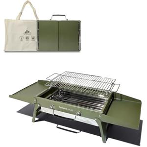 Charmline 39 x 27 cm Griglia a Carbone Portatile Pieghevole, Barbecue Carbonella Portatile Compatta per 2-4 Persone, Griglia BBQ per Campeggio, Picnic, Giardini e Feste in Spiaggia, Verde