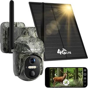 LEMNOI Fotocamera da Caccia 4G con SIM Preinstallato, Fototrappola Solare, 2K Telecamera di Sorveglianza con Visione Notturna a Colori, Rilevamento PIR, IP66 Impermeabile