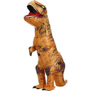 JASHKE Costume da Dinosauro Gonfiabile per Adulto Costume Gonfiabile T-Rex Costumi di Carnevale di Halloween per Adulti (Marrone)