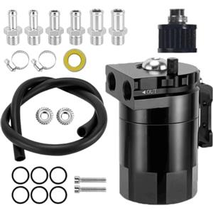 agctrler Flaconi Decanter Vapori Olio per Auto, Universale Oil Catch Can, 300ml Alluminio Recupero Vapori Olio Motore, con Filtro dell'aria, tubo flessibile, Dadi, e Altri Accessori, per Una Varietà di Veicoli
