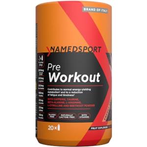 NAMEDSPORT SUPERFOOD NAMEDSPORT PreWorkout Fruit Explosion 400 g | Integratore Pre Allenamento in Polvere con Caffeina, L-Citrullina e Aminoacidi | Energia e Concentrazione | Vegan | Gusto Frutta